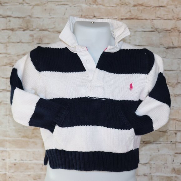 RALPH LAUREN TODDLER GIRLS' RUGBY STYLE SWEATER - Picture 1 of 6